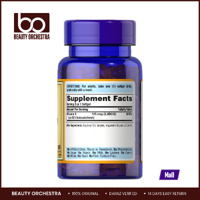 Picture of Puritan's Pride Vitamin D3 125 mcg (5000 IU) - 100 Softgels