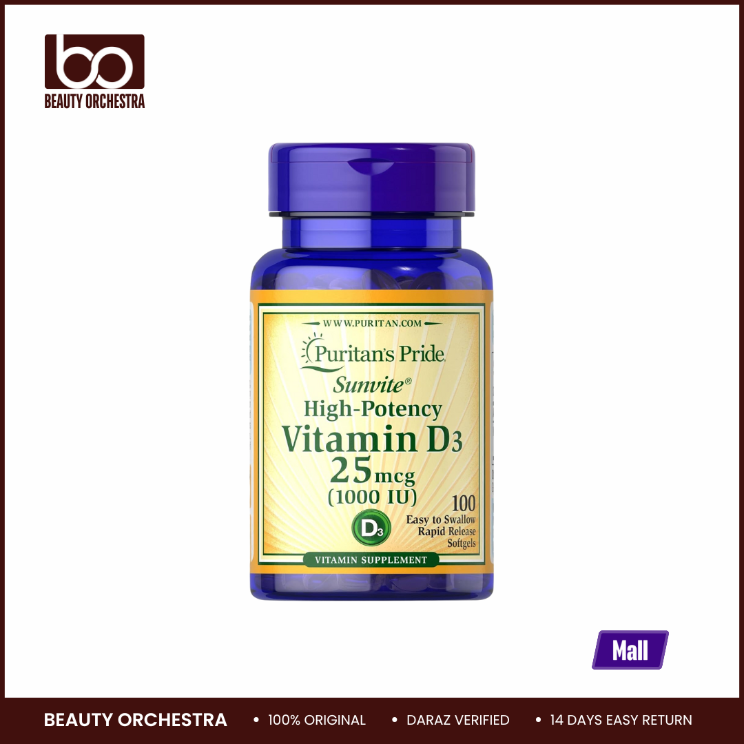 Picture of Puritan's Pride Vitamin D3 25 mcg 1000 IU 100 Softgels