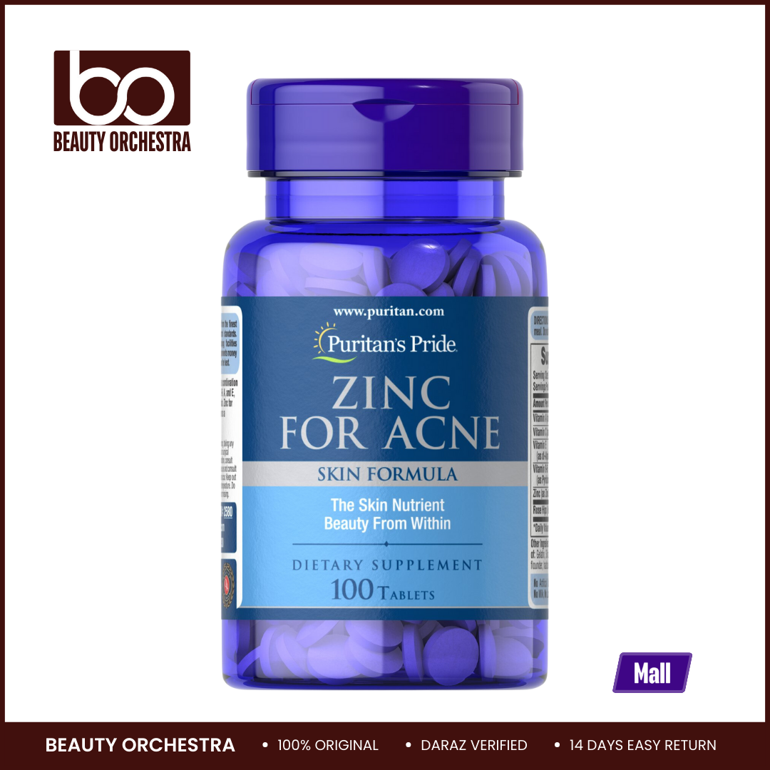 Picture of Puritan's Pride Zinc for Acne - 100 Tablets