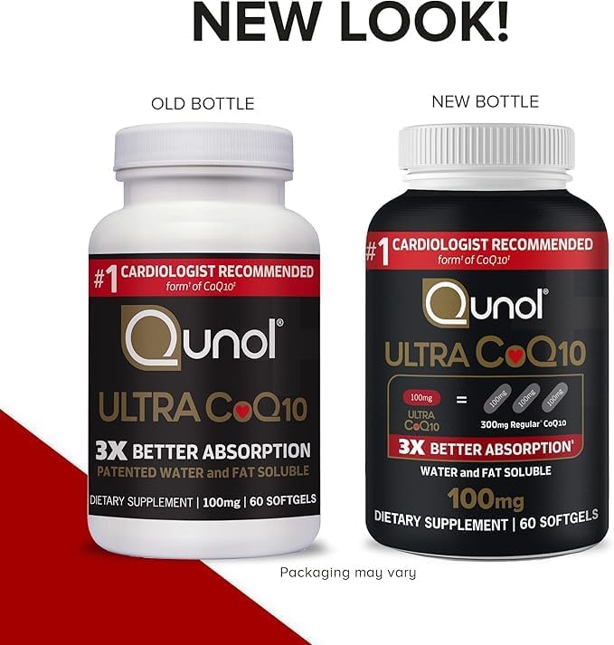 Picture of Qunol Ultra 100mg CoQ10 3x Better Absorption Patented Water- and Fat-Soluble Natural Supplement Form of Coenzyme Q10 Antioxidant for Heart Health 60 Softgels