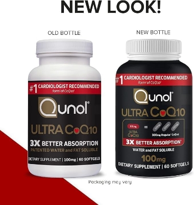 Picture of Qunol Ultra 100mg CoQ10 3x Better Absorption Patented Water- and Fat-Soluble Natural Supplement Form of Coenzyme Q10 Antioxidant for Heart Health 60 Softgels