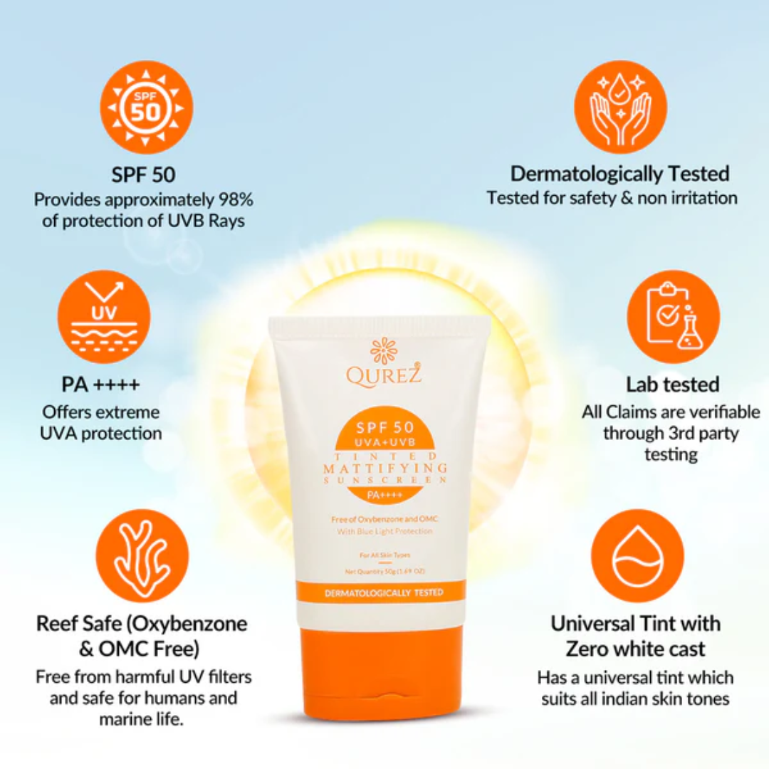 Picture of Qurez Mattifying Tinted Sunscreen SPF 50 PA++++ - 50g