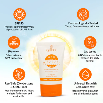Picture of Qurez Mattifying Tinted Sunscreen SPF 50 PA++++ - 50g