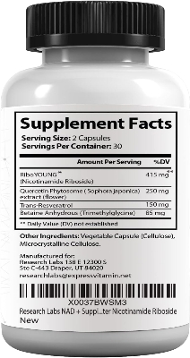 Picture of RESEARCH LABS NAD+ NICOTINAMIDE RIBOSIDE & RESVERATROL 60 CAPSULES