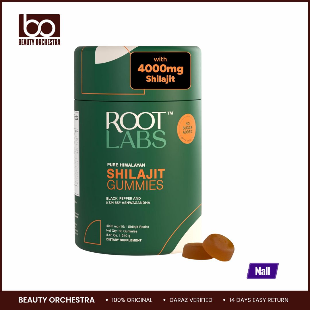 Picture of ROOT LABS Pure Himalayan Shilajit Gummies KSM-66 Ashwagandha, Gokshura| 75%+ Fulvic Acid & 85+ Trace Minerals Men,Women 60 Gummy