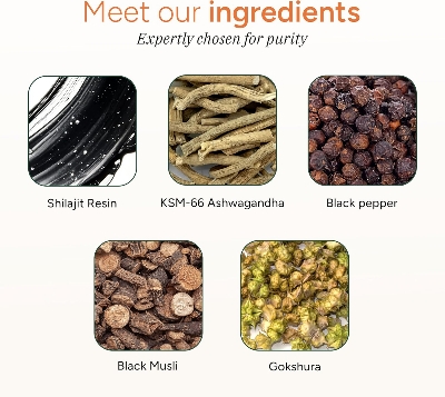 Picture of ROOT LABS Pure Himalayan Shilajit Gummies KSM-66 Ashwagandha, Gokshura| 75%+ Fulvic Acid & 85+ Trace Minerals Men,Women 60 Gummy