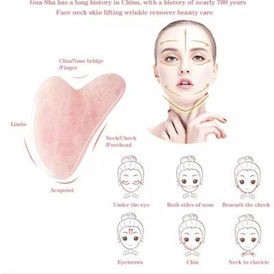 Picture of Rose Quartz Stone Roller And Gua Sha Set With Magnetic Gift Box (High Quality Pink Jade Facial Roller And Gua Sha)
