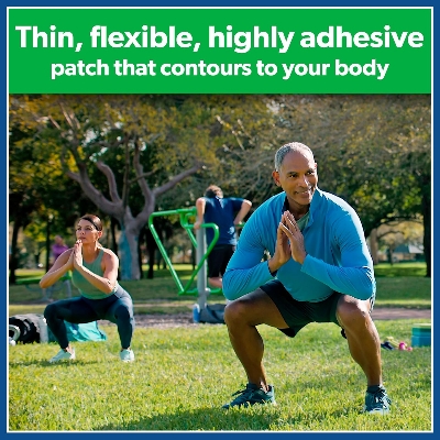 Picture of Salonpas Maximum OTC Strength Lidocaine 4% Pain Relieving Flex Patch Apply for Up to 8 Hours Unscented Thin Flexible Lightweight, Patch Stays in Place 7 Patches