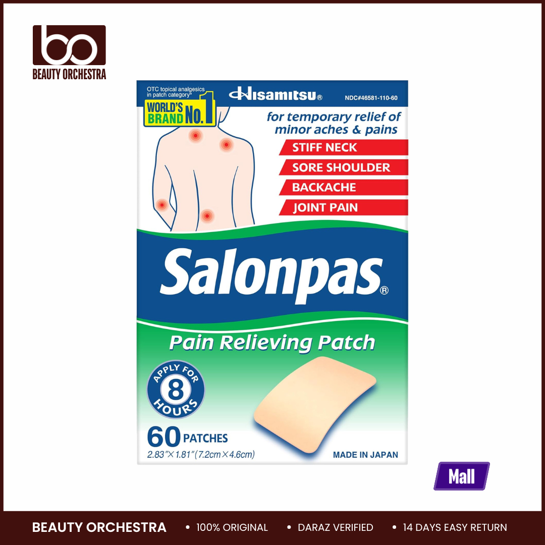 Picture of Salonpas Pain Relieving Patch for Back Neck Shoulder Knee Pain and Muscle Soreness - 8 Hour Pain Relief - 60 patches
