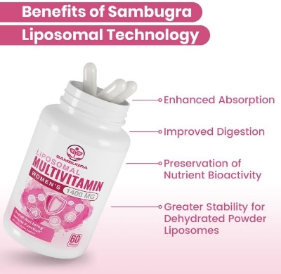 Picture of Sambugra Liposomal Multivitamin for Women 1400MG - Womens Daily Multi Vitamins Supplements with Iron Vitamin A, C, D, E and B Complex for Immune Health Hair & Skin Support for Women 18+ 60 Vegan Capsules