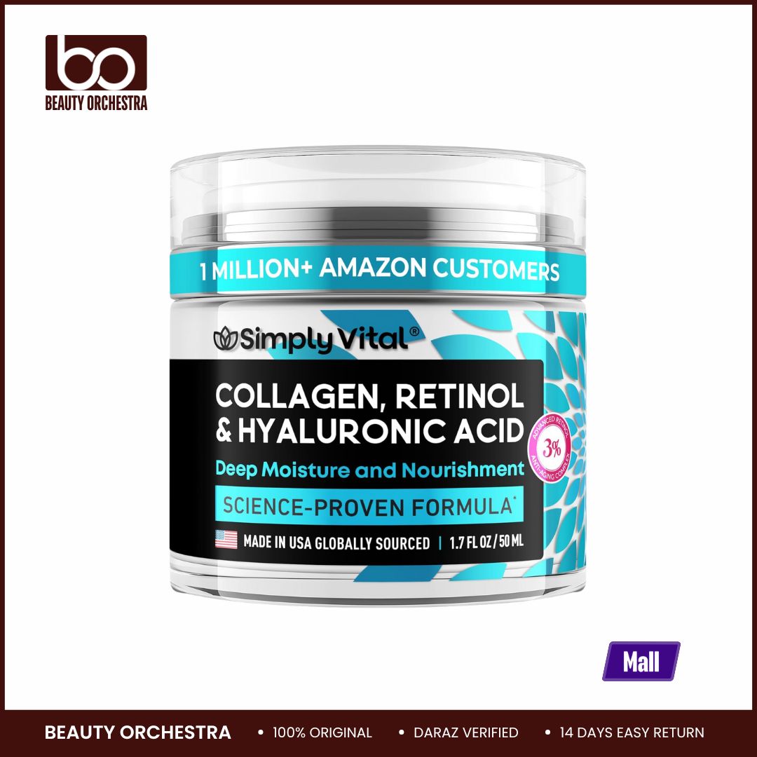 Picture of SimplyVital Collagen, Retinol & Hyaluronic Acid Cream - Anti-Aging Face Moisturizer for Face, Firming Skin Care Neck & Décolleté - Made in USA, Daily Moisturizer Face Cream Day & Night