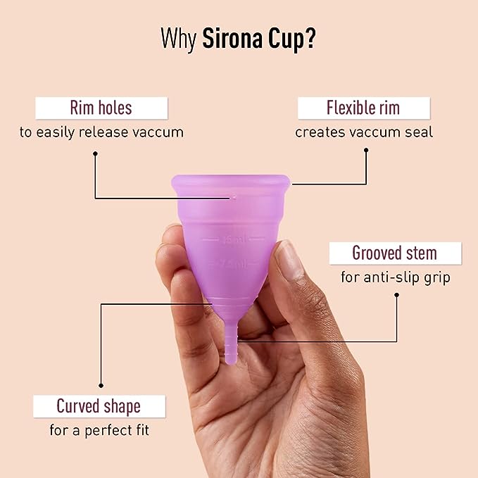 Picture of Sirona Reusable Menstrual Cup With Pouch For Women - Large Size