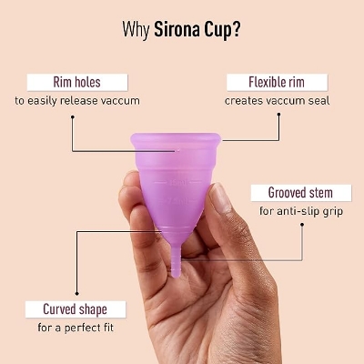 Picture of Sirona Reusable Menstrual Cup With Pouch For Women - Large Size