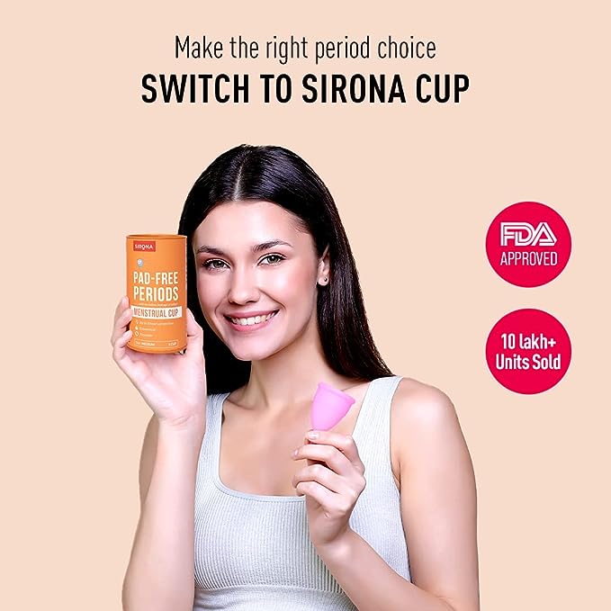 Picture of Sirona Reusable Menstrual Cup With Pouch For Women - Medium Size