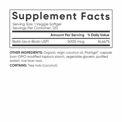 Picture of Sports Research Biotin 5000 mcg  - 120 Veggie Capsules
