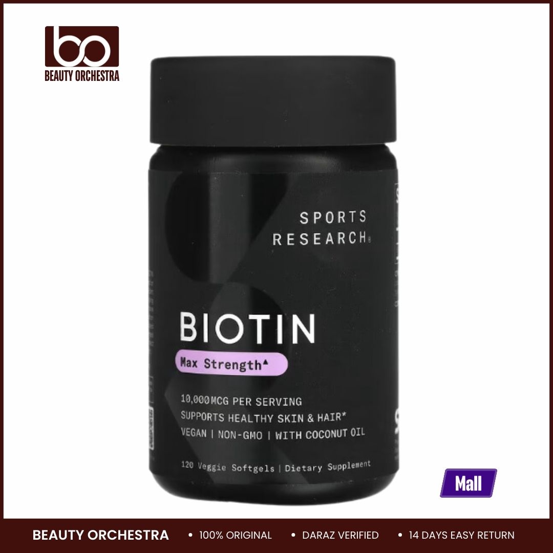 Picture of Sports Research Biotin Max Strength 10,000 mcg 120 Veggie Softgels