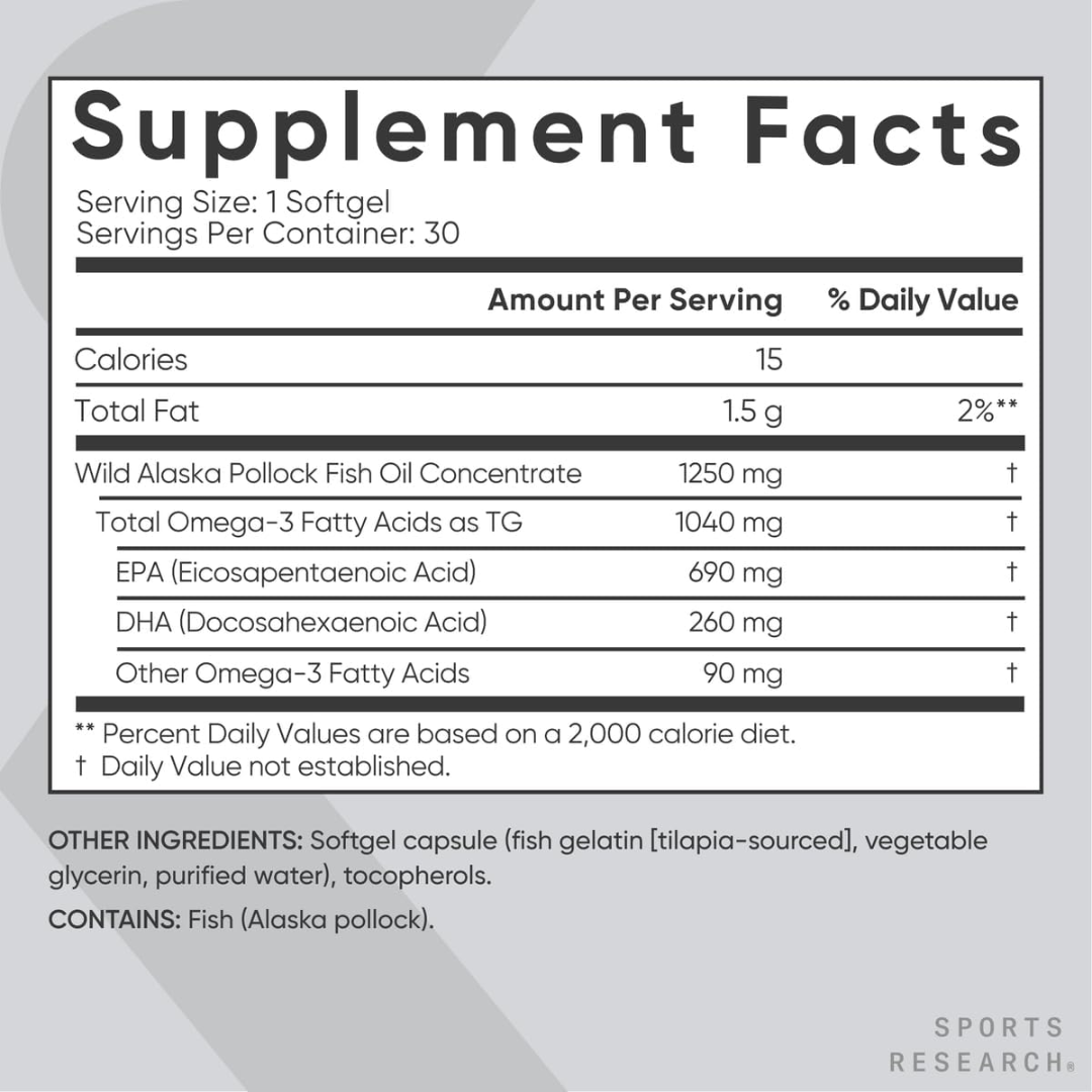 Picture of Sports Research Omega-3 Fish Oil 1250 mg - 30 Softgels