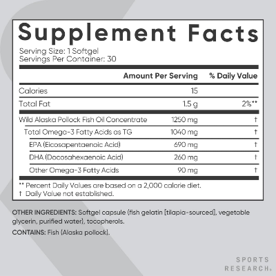 Picture of Sports Research Omega-3 Fish Oil 1250 mg - 30 Softgels