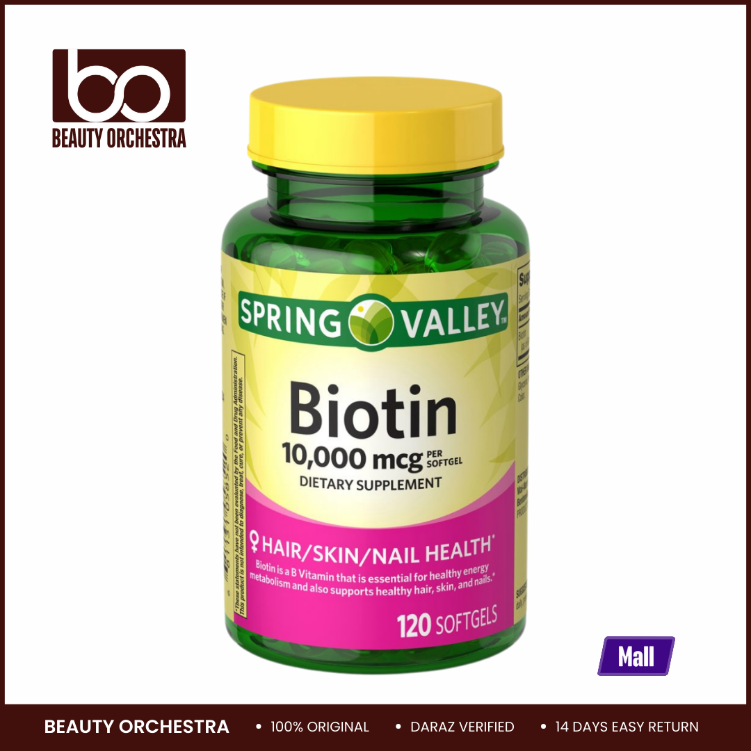 Picture of Spring Valley Biotin 10000mcg For Healthy Hair Nail and Skin - 120 Softgels