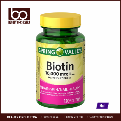 Picture of Spring Valley Biotin 10000mcg For Healthy Hair Nail and Skin - 120 Softgels