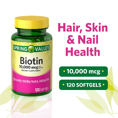 Picture of Spring Valley Biotin 10000mcg For Healthy Hair Nail and Skin - 120 Softgels