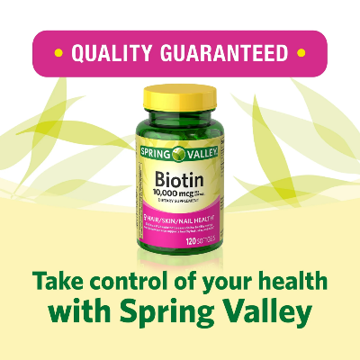 Picture of Spring Valley Biotin 10000mcg For Healthy Hair Nail and Skin - 120 Softgels