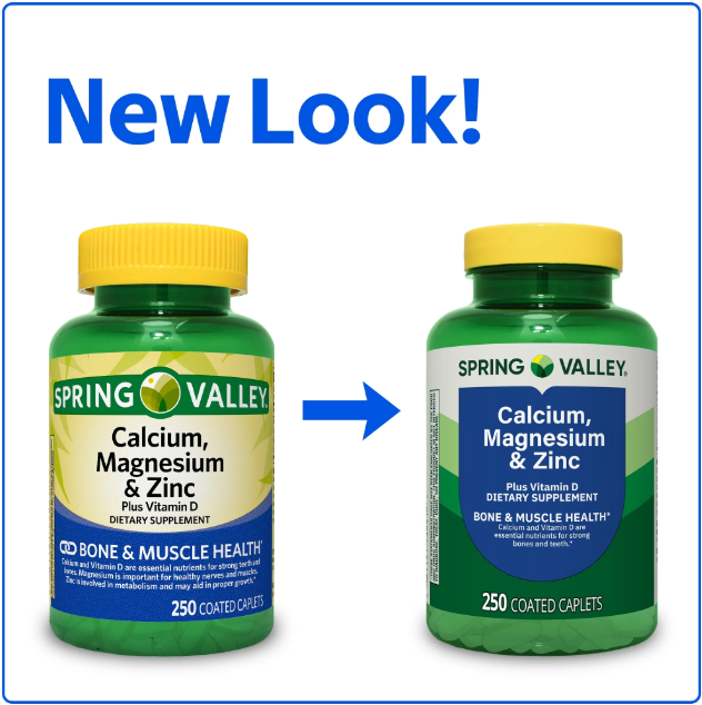 Picture of Spring Valley Calcium Magnesium & Zinc Plus Vitamin D3 250 Coated Caplets