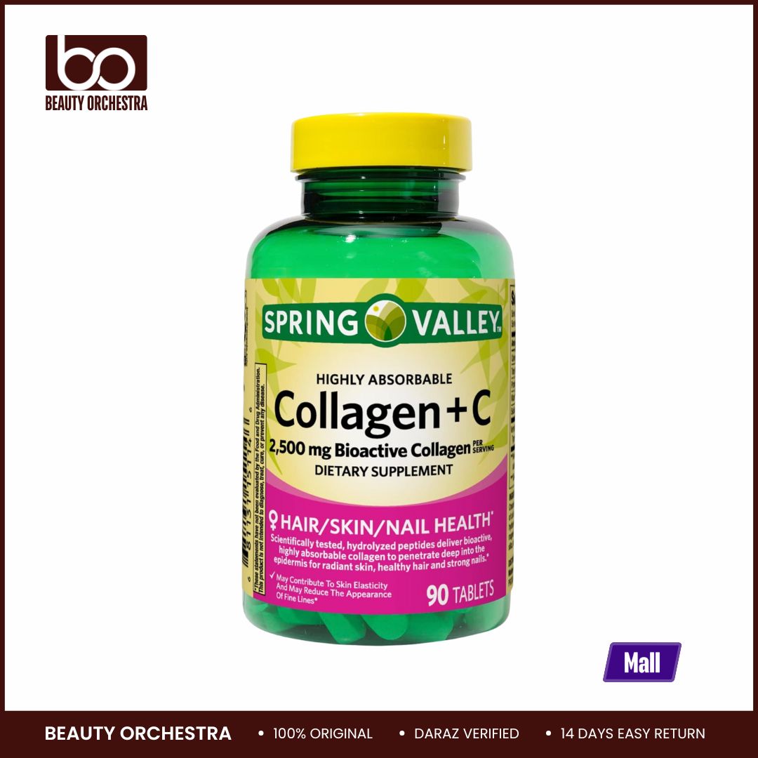 Picture of Spring Valley Collagen + C Highly Absorbable for Hair/Skin/Nail Health 2,500 mg 90 Tablets