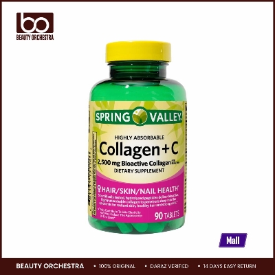 Picture of Spring Valley Collagen + C Highly Absorbable for Hair/Skin/Nail Health 2,500 mg 90 Tablets