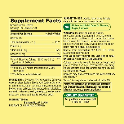 Picture of Spring Valley Collagen + C Highly Absorbable for Hair/Skin/Nail Health 2,500 mg 90 Tablets