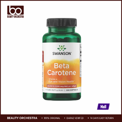 Picture of Swanson Beta-Carotene Vitamin A 25000 IU Softgels - Skin, Eye, and Immune System Health - Antioxidant Support - 7500 mcg (300 Softgels)