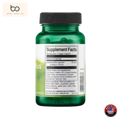 Picture of Swanson Lactobacillus Gasseri Probiotic Supplement for Digestive Health - Microbial Balance- 3 Billion CFU / 60 Veg Caps