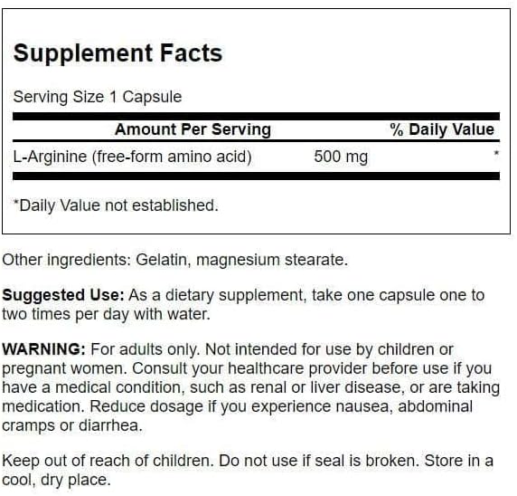 Picture of Swanson L-Arginine 500 mg 100 Capsules