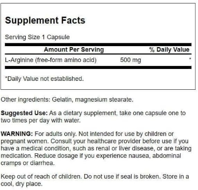 Picture of Swanson L-Arginine 500 mg 100 Capsules