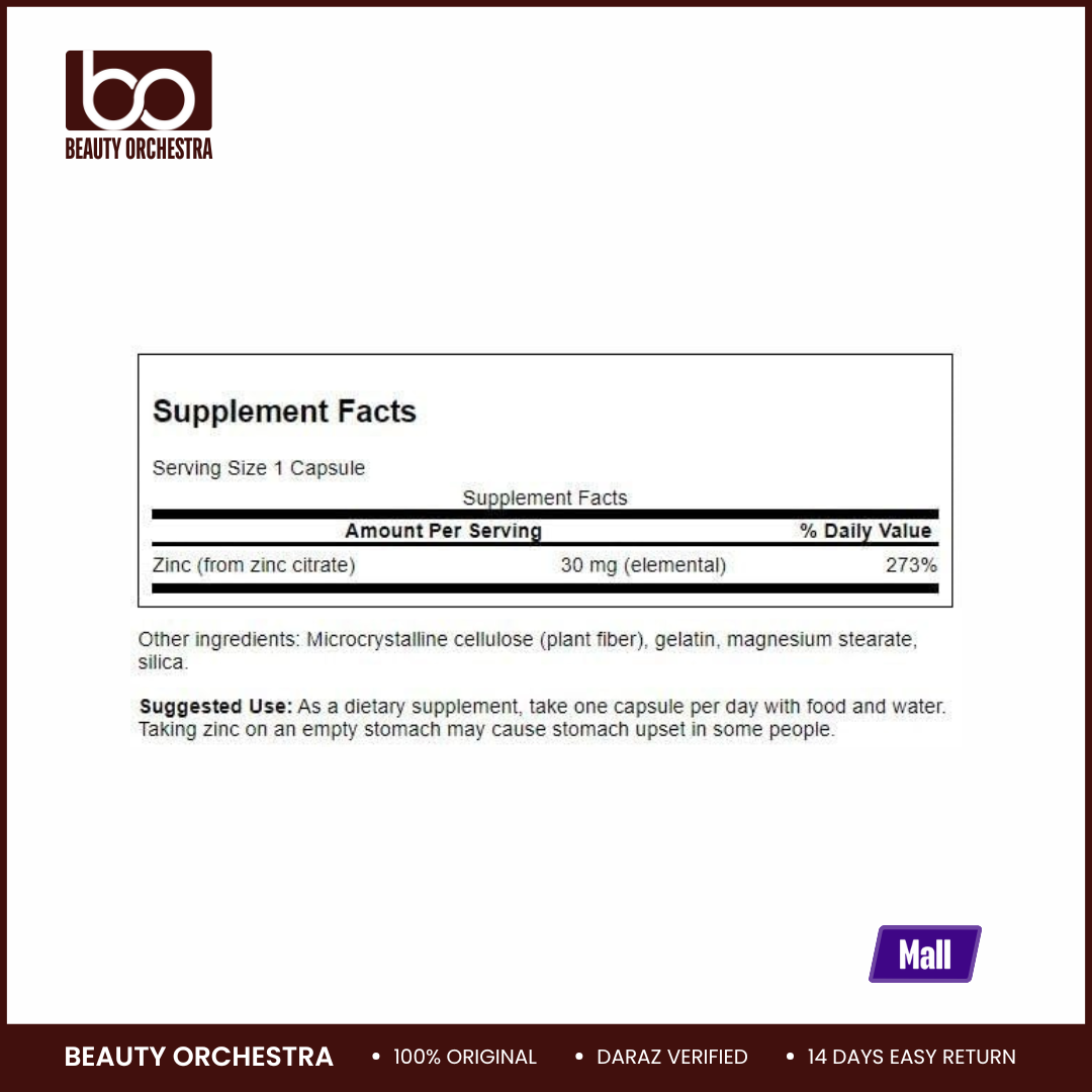 Picture of Swanson Zinc (Citrate) 30 Milligrams 60 Capsules