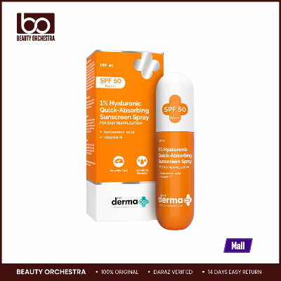 Picture of The Derma Co 1% Hyaluronic Quick-Absorbing Sunscreen Spray Hyaluronic Acid & Vitamin E SPF 50 & PA++++ No White Cast | Hydrating Fluid Easy Reapplication 100 ml