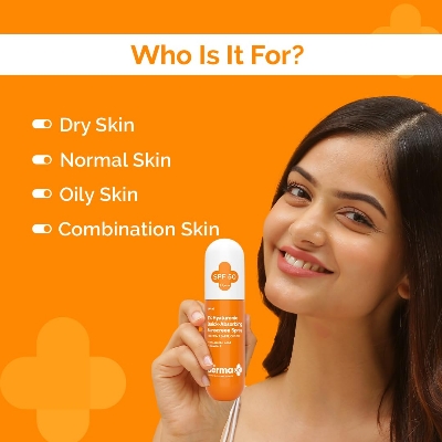 Picture of The Derma Co 1% Hyaluronic Quick-Absorbing Sunscreen Spray Hyaluronic Acid & Vitamin E SPF 50 & PA++++ No White Cast | Hydrating Fluid Easy Reapplication 100 ml