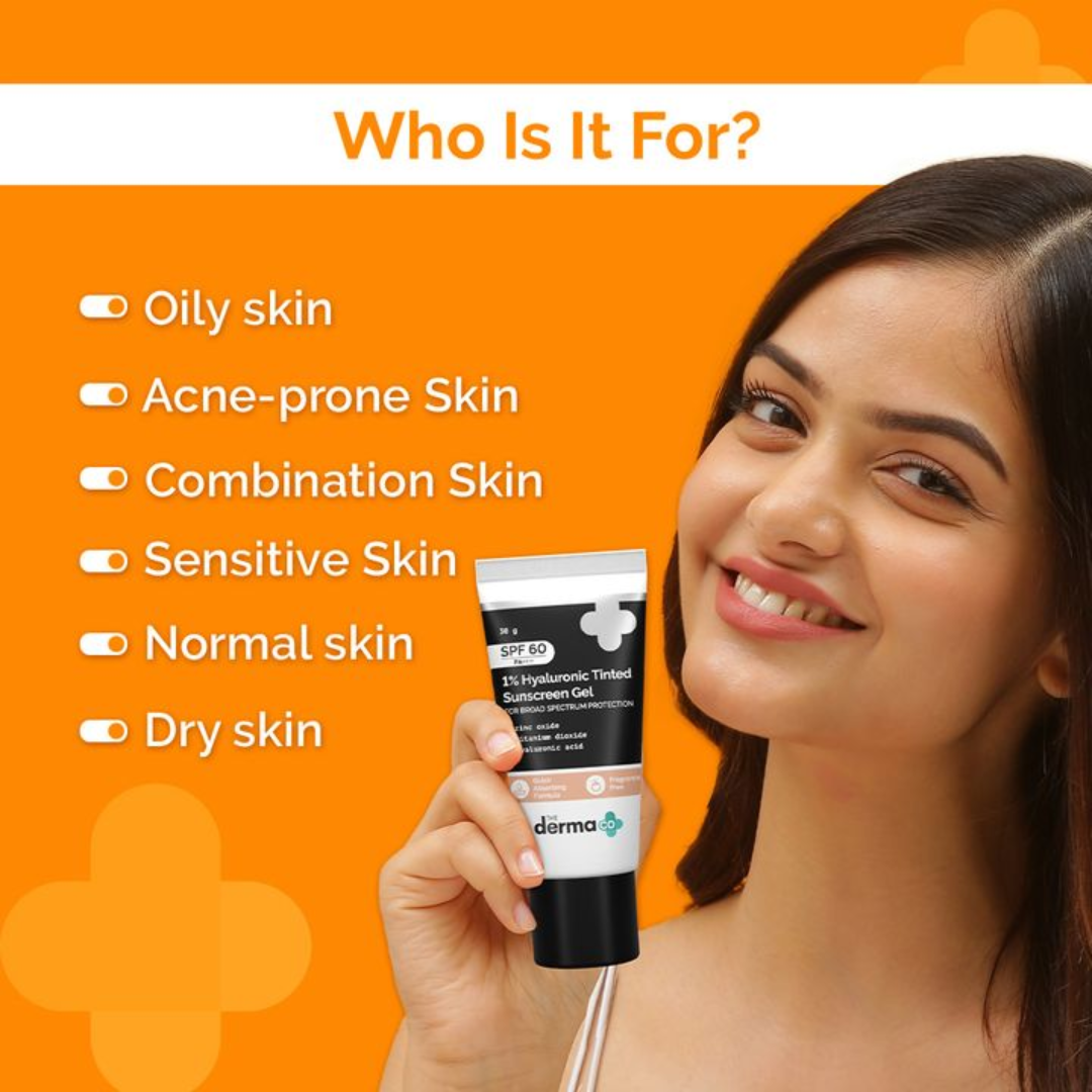 Picture of The Derma Co 1% Hyaluronic Tinted Sunscreen Gel - 30g