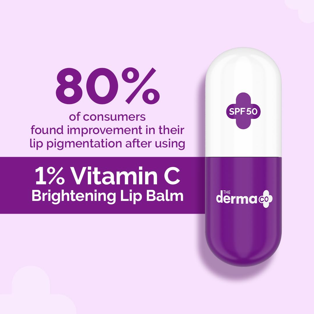 Picture of The Derma Co 1% Vitamin C Brightening Lip Balm with SPF 50 PA +++ I Protects from Sun Damage for Dark, Pigmented, Dry Lips 4.5g