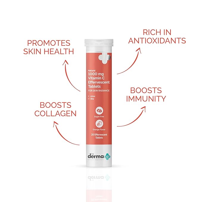 Picture of The Derma Co 1000mg Vitamin C with Zinc Day Effervescent Tablet For Skin Radiance  - 20 Count