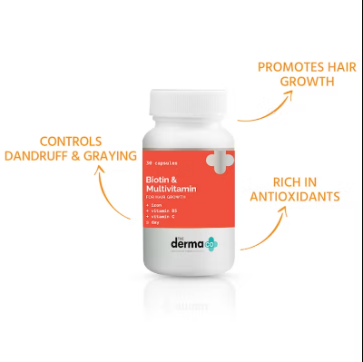 Picture of The Derma Co Biotin & MultiVitamins capsules for Hair Growth - 30 pieces
