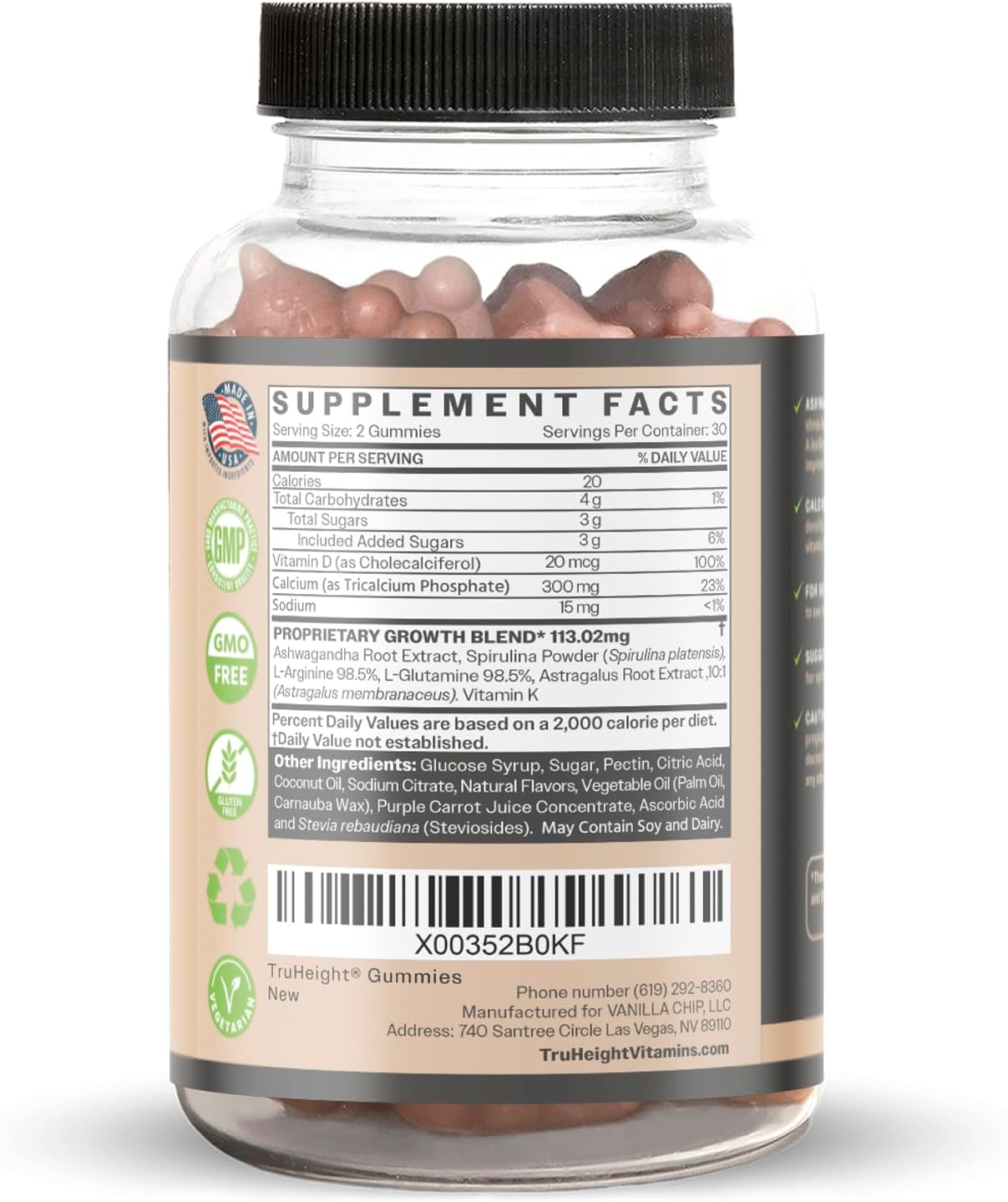 Picture of TruHeight Growth Gummies (Watermelon) Natural Growth & Development Supplement for Kids & Teens - Endorsed by Pediatricians - Vitamin D, K, Calcium & Ashwaganda, Bone Strength - Kids Vitamins, Ages 5+