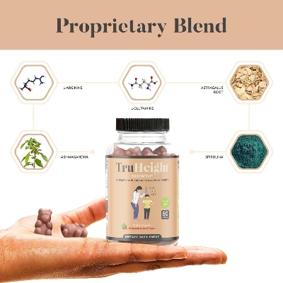 Picture of TruHeight Growth Gummies (Watermelon) Natural Growth & Development Supplement for Kids & Teens - Endorsed by Pediatricians - Vitamin D, K, Calcium & Ashwaganda, Bone Strength - Kids Vitamins, Ages 5+