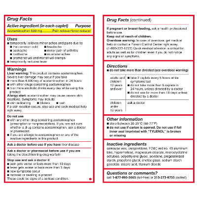 Picture of Tylenol Extra Strength 500 mg Acetaminophen - 24 Caplets