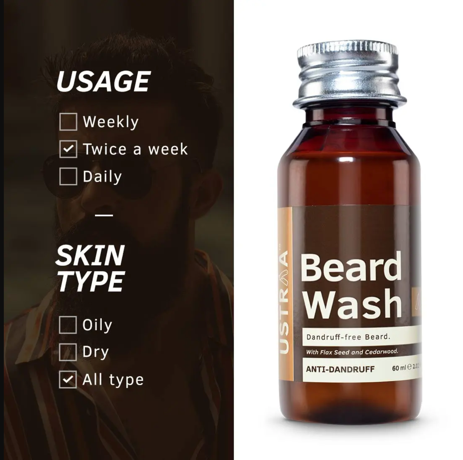 Picture of Ustraa Beard Wash - Anti Dandruff - 60ml