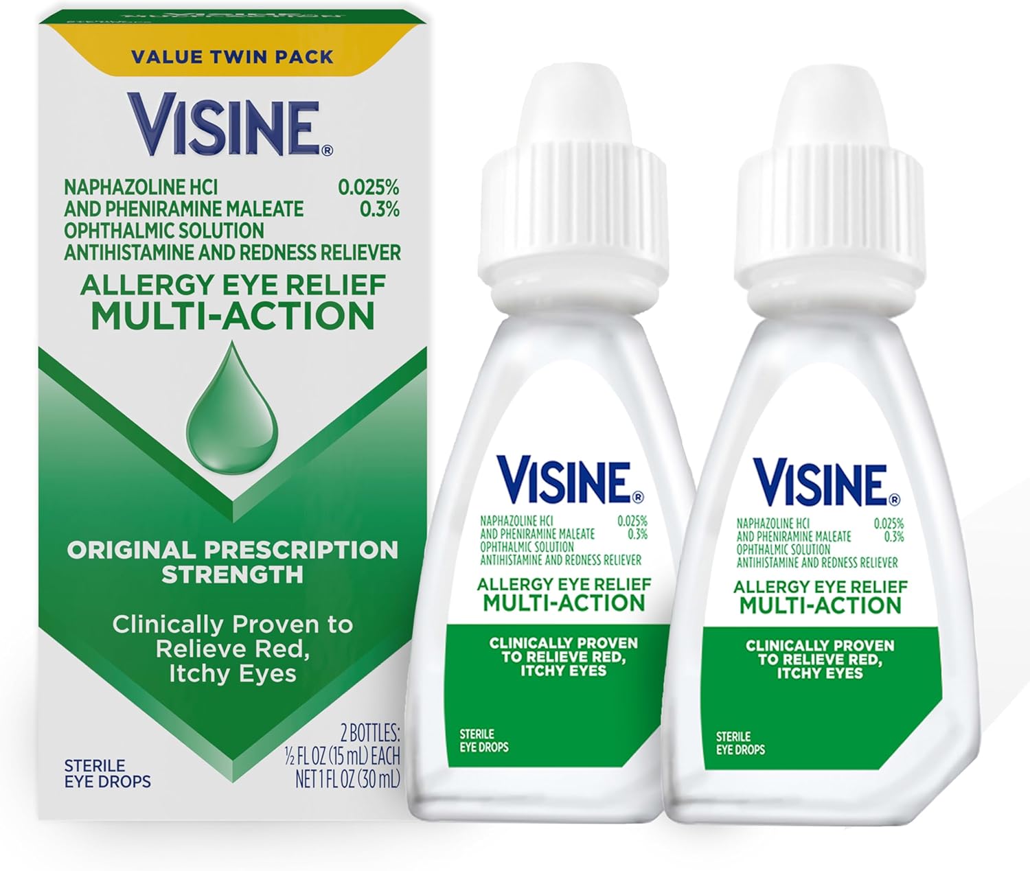Picture of Visine Allergy Eye Relief Multi-Action & Eye Drop Treatment for Red Itchy Allergy Eyes 0.5 fl. oz 2 Pack - 30 ml