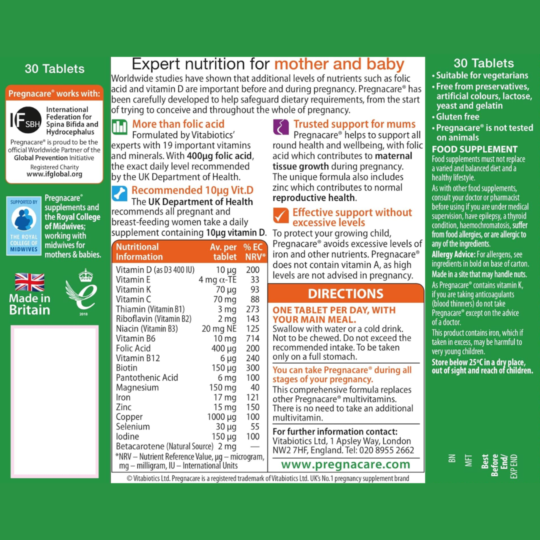 Picture of Vitabiotics Pregnacare Original - 30 Tablets