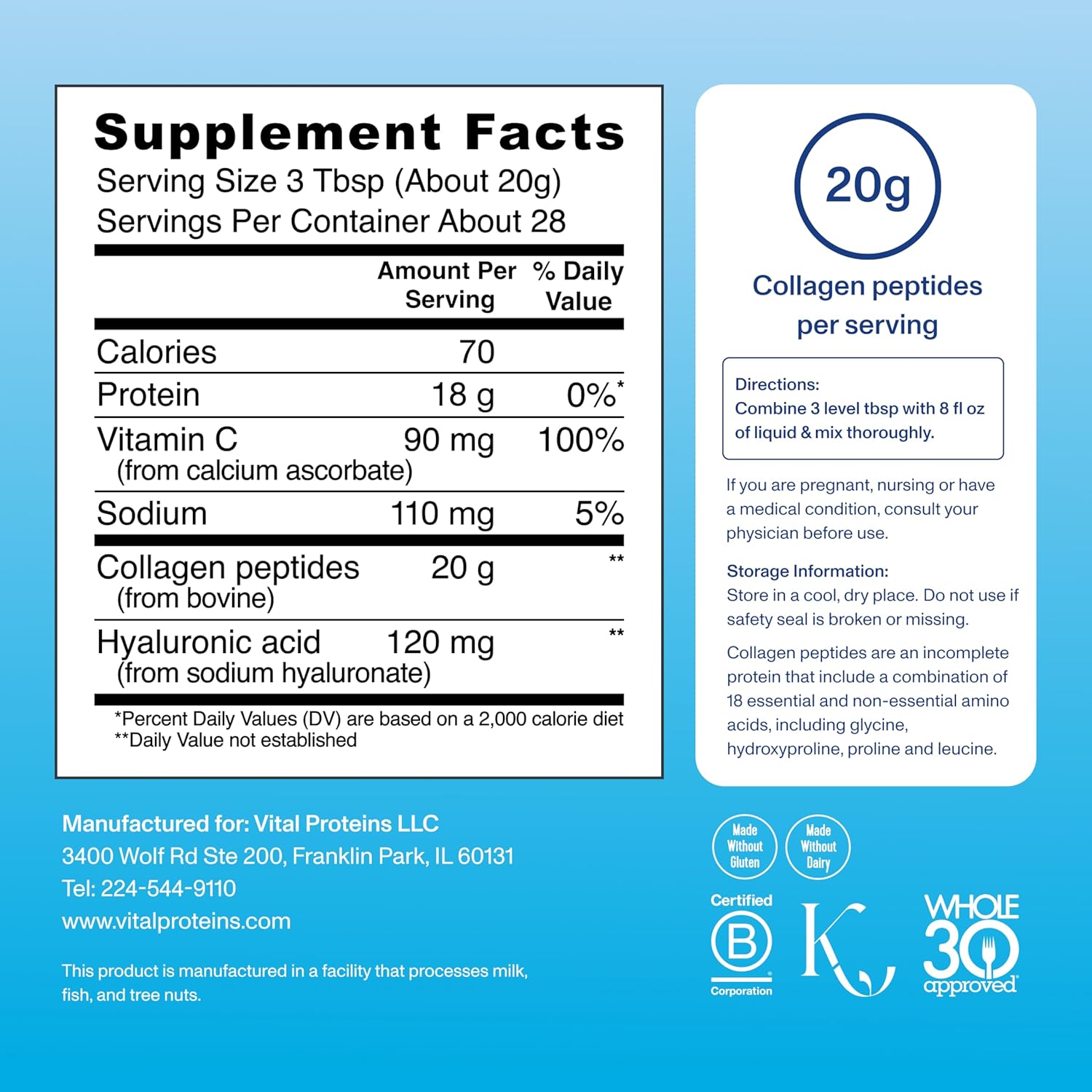 Picture of Vital Proteins Collagen Peptides Powder Advanced with Hyaluronic Acid & Vitamin C - 20oz - 567 g