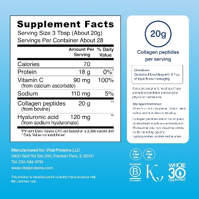 Picture of Vital Proteins Collagen Peptides Powder Advanced with Hyaluronic Acid & Vitamin C - 20oz - 567 g