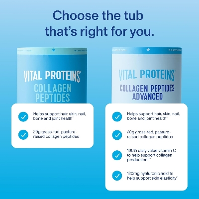 Picture of Vital Proteins Collagen Peptides Powder Advanced with Hyaluronic Acid & Vitamin C - 20oz Collagen Protein Unflavored 27 Servings - 567 g